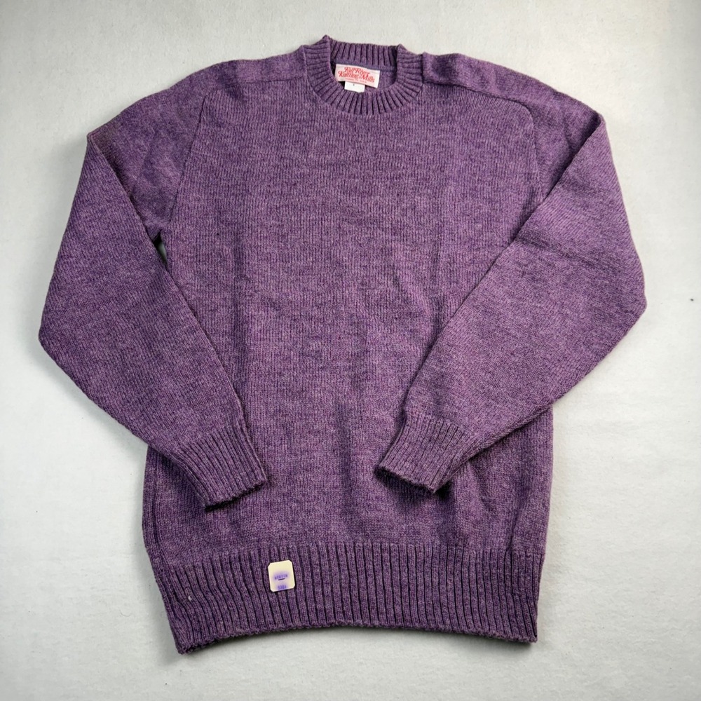 Fall River Knitting Mills Vintage Shetland‎ Wool Purple Crewneck Sweater M USA